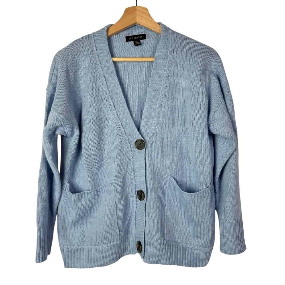 ASOS Qed London Light Blue Button Front‎ Cardigan Sweater 4/S